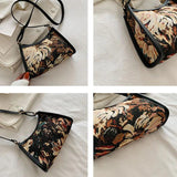 Canvas Portable Casual Oil Painting Shoulder Bag Winter Style