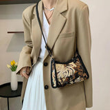 Canvas Portable Casual Oil Painting Shoulder Bag Winter Style