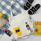 Bear Doll Canvas Women's Bag Girl Student Shoulder Diagonal Bag