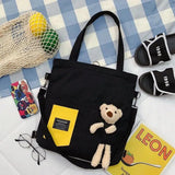 Bear Doll Canvas Women's Bag Girl Student Shoulder Diagonal Bag