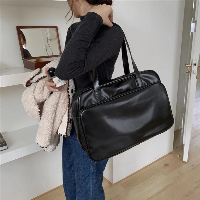 Large Capacity Women Travel Tote Bag Solid Color Daily Shoulder Bags