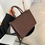 High Women Lady Single Shoulder Crossbody Leather Briefcase Top Grip Handle Bag