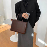 High Women Lady Single Shoulder Crossbody Leather Briefcase Top Grip Handle Bag