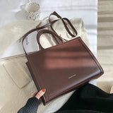 High Women Lady Single Shoulder Crossbody Leather Briefcase Top Grip Handle Bag