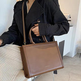 High Women Lady Single Shoulder Crossbody Leather Briefcase Top Grip Handle Bag