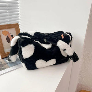 Large Plush Shoulder Bag for Women, Autumn/Winter Handbag