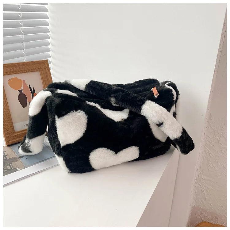 Large Plush Shoulder Bag for Women, Autumn/Winter Handbag