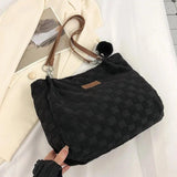 Canvas Houndstooth Shoulder Bag Chain Tote Handbags