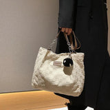 Canvas Houndstooth Shoulder Bag Chain Tote Handbags