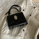 Crocodile Pattern Square Shoulder Bag Clutch Purse Vintage Crossbody Bag