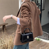 Crocodile Pattern Square Shoulder Bag Clutch Purse Vintage Crossbody Bag