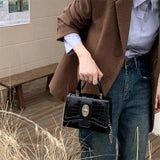 Crocodile Pattern Square Shoulder Bag Clutch Purse Vintage Crossbody Bag