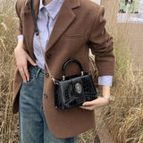 Crocodile Pattern Square Shoulder Bag Clutch Purse Vintage Crossbody Bag