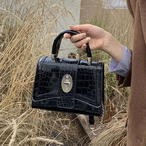 Crocodile Pattern Square Shoulder Bag Clutch Purse Vintage Crossbody Bag