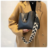 PU Leather Bucket Crossbody Bag For Women Shoulder Handbags