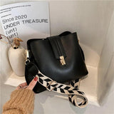 PU Leather Bucket Crossbody Bag For Women Shoulder Handbags