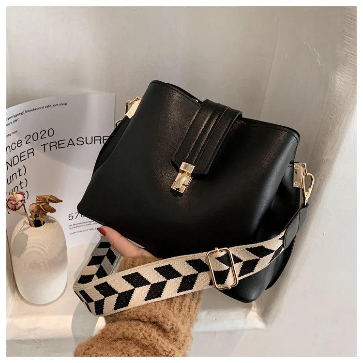 PU Leather Bucket Crossbody Bag For Women Shoulder Handbags