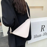 Women Small Shoulder Bags Triangle Handbag PU Leather Tote Chain Underarm Bag