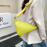 Women Small Shoulder Bags Triangle Handbag PU Leather Tote Chain Underarm Bag