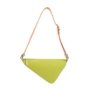 Women Small Shoulder Bags Triangle Handbag PU Leather Tote Chain Underarm Bag