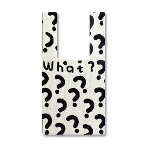 Women's Crochet Vest Short Handle Tote Bag Y2K Knitted Medium Size