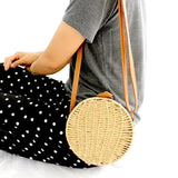 Straw Bag Women Hand-Woven Handbag Big Capacity Drawstring Beach Shoulder Bag