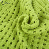 Women's Knitted Shoulder Bag Drawstring Shopping Bucket Handbag