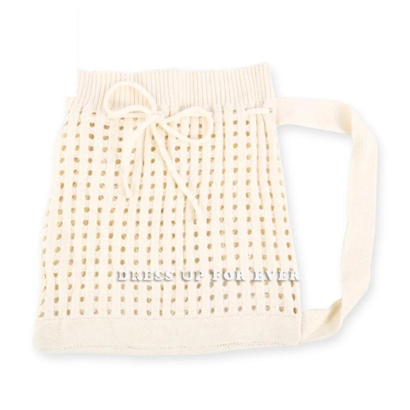 Women's Knitted Shoulder Bag Drawstring Shopping Bucket Handbag
