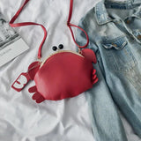 Red Crab PU Leather Crossbody Shoulder Bag