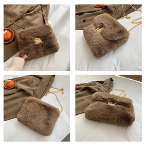 Winter Plush Shoulder Bag Faux Fur Crossbody Bags for Women