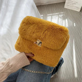 Winter Plush Shoulder Bag Faux Fur Crossbody Bags for Women