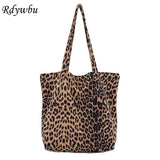 Leopard Print Tote Handbag Big Capacity Shoulder Bag Eco Shopping Gift Bag