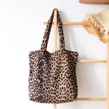 Leopard Print Tote Handbag Big Capacity Shoulder Bag Eco Shopping Gift Bag