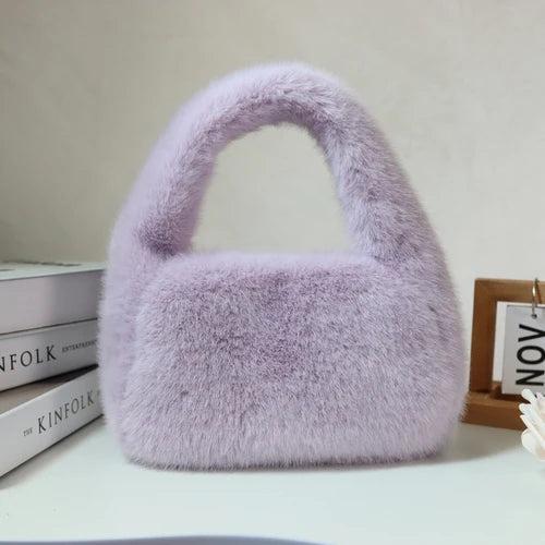 Faux Fur Women's Small Shoulder Bag Portable Ladies Clutch Purse Tote Handbags