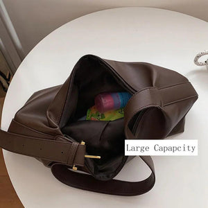 Women PU Leather Texture Shoulder Bag Large Capacity Totes Bag Vintage