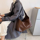 Women PU Leather Texture Shoulder Bag Large Capacity Totes Bag Vintage