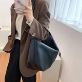 Women PU Leather Texture Shoulder Bag Large Capacity Totes Bag Vintage