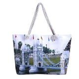 Women Printed Landscape Canvas Handbags Large Size Beach Bags Travel Bags