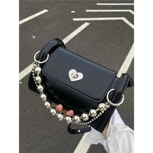 Y2k Hot Girls Heart Lock Underarm Bag Chain Women's Small Shoulder Bags