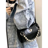 Y2k Hot Girls Heart Lock Underarm Bag Chain Women's Small Shoulder Bags