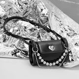 Y2k Hot Girls Heart Lock Underarm Bag Chain Women's Small Shoulder Bags