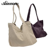 Corduroy Tote Bag Casual Large-capacity Beach Canvas Shoulder Bag for Women