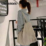 Corduroy Tote Bag Casual Large-capacity Beach Canvas Shoulder Bag for Women