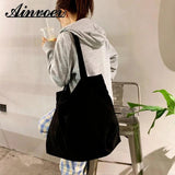 Corduroy Tote Bag Casual Large-capacity Beach Canvas Shoulder Bag for Women