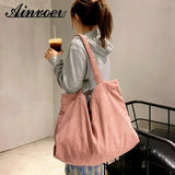 Corduroy Tote Bag Casual Large-capacity Beach Canvas Shoulder Bag for Women