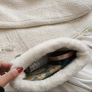 Plush Diamond Shoulder Bag for Women