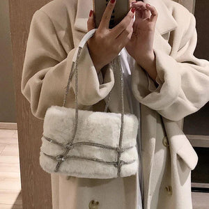 Plush Diamond Shoulder Bag for Women