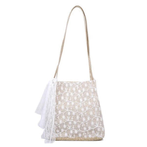 Straw Leisure Beach Bag Bucket Style Transparent Shoulder Bag