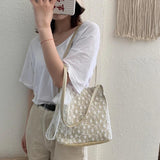 Straw Leisure Beach Bag Bucket Style Transparent Shoulder Bag