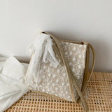 Straw Leisure Beach Bag Bucket Style Transparent Shoulder Bag